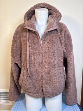 Aeropostale Teddy Bear Jacket M Fur Warm Zip Up Medium Sherpa Hoodie NWT $60